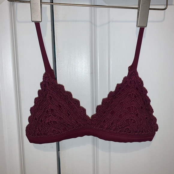 Maroon crochet bikini top